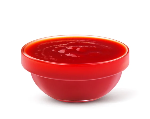 Cuenco de salsa de tomate o ketchup aislado sobre fondo blanco — Vector de stock