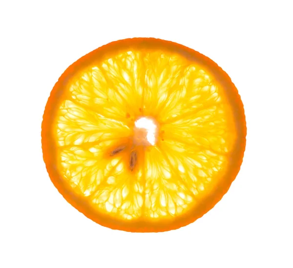 Felie de portocale izolată pe fundal alb — Fotografie, imagine de stoc