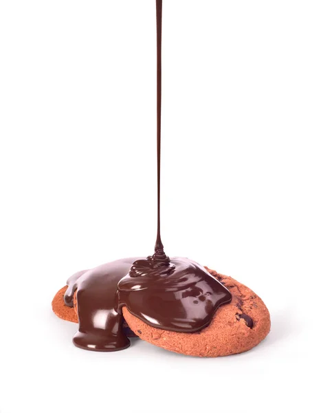 巧克力融化的饼干 — 图库照片