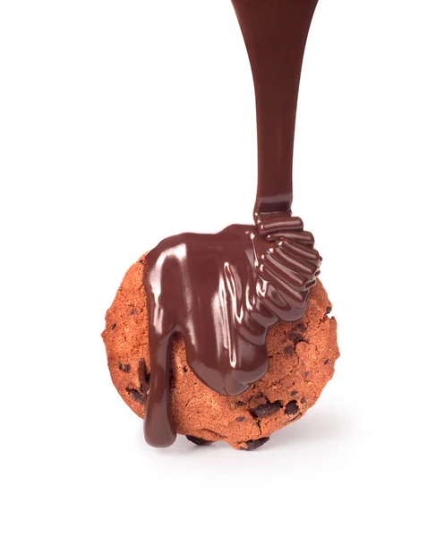 Cookies in melted chocolate — Stock Photo, Image