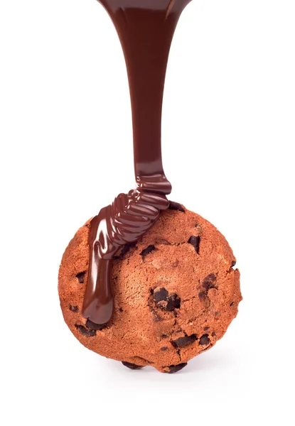 Csokoládé cookie-kat, olvasztott csokoládéval — Stock Fotó
