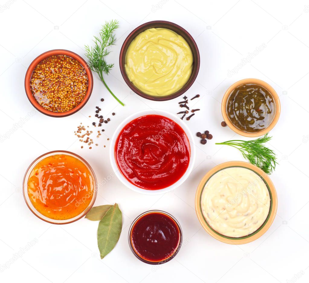 sauces on a white background