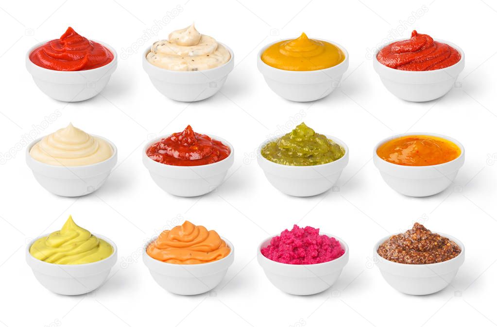 set of sauces in jar isolated