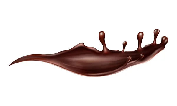 Forma abstracta de salpicadura de chocolate, aislado sobre fondo blanco — Vector de stock