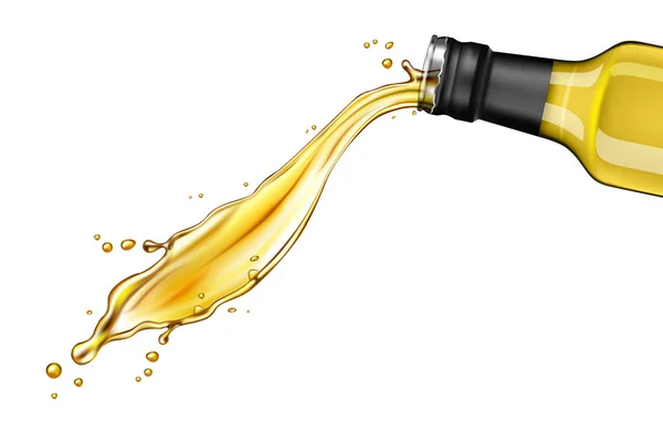 Öl aus Glasflasche vor weißem Hintergrund gießen — Stockvektor