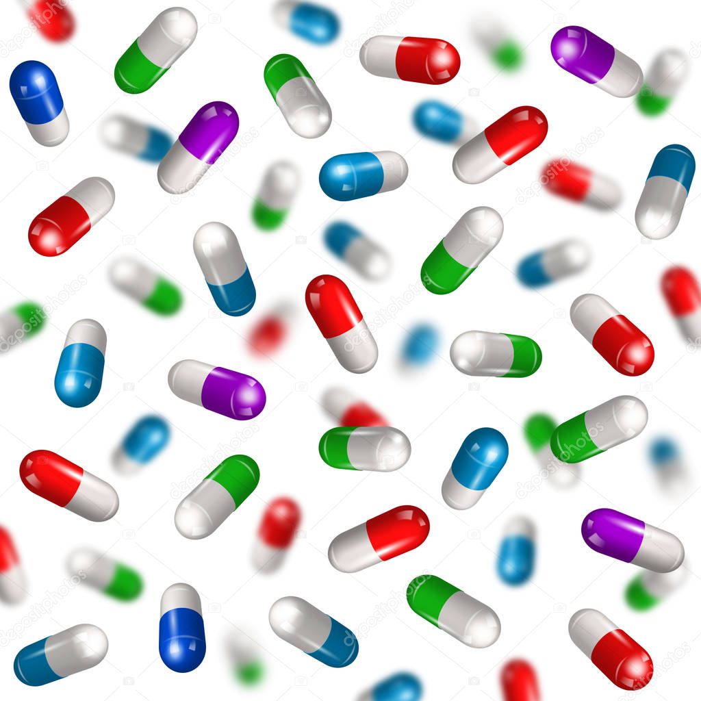 vector illustration of the falling pills