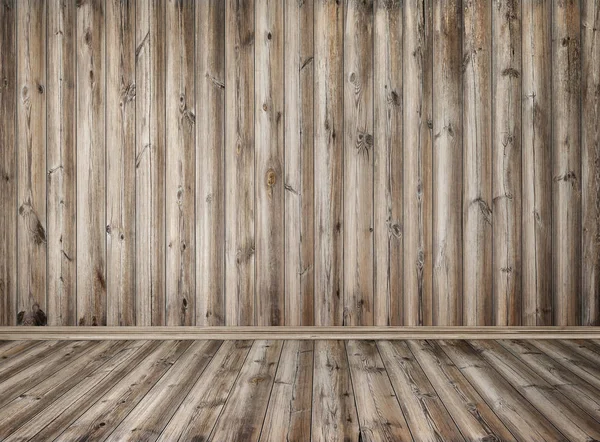 Habitación vacía con pared de madera y suelo de madera — Foto de Stock