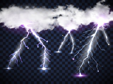 gerçekçi vektör bulutlar ve Lightning'ler