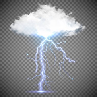 gerçekçi vektör bulut ve Lightning'ler