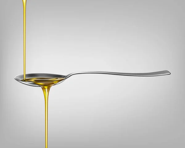 Olio versato in un cucchiaio — Vettoriale Stock