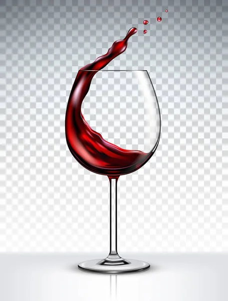 Γυαλί με έναν παφλασμό του κόκκινου κρασιού που απομονώνονται σε διαφανές φόντο — Διανυσματικό Αρχείο