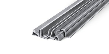 Metal açıları Isolated beyaz arka plan üzerinde yuvarlandı... 3D çizim