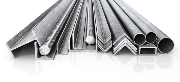 Rolled metal products. Steel profiles and tubes. 3d illustration — Stock Photo, Image