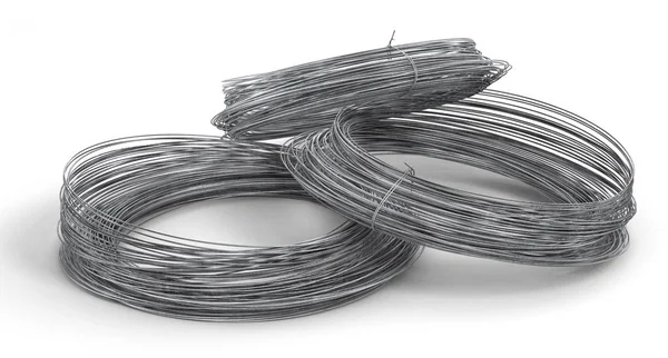 白で隔離金属ワイヤの巻き。3 d イラストレーション — ストック写真