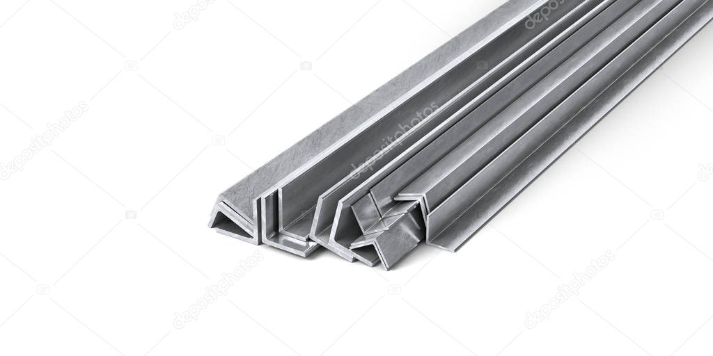 Rolled Metal angles Isolated on White Background.. 3d illustration