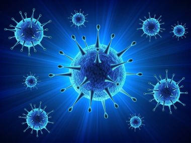 Mavi virüs hücreleri veya bakteri illüstrasyon vektör