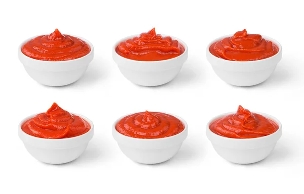 Salsa de tomate en cuencos conjunto — Foto de Stock
