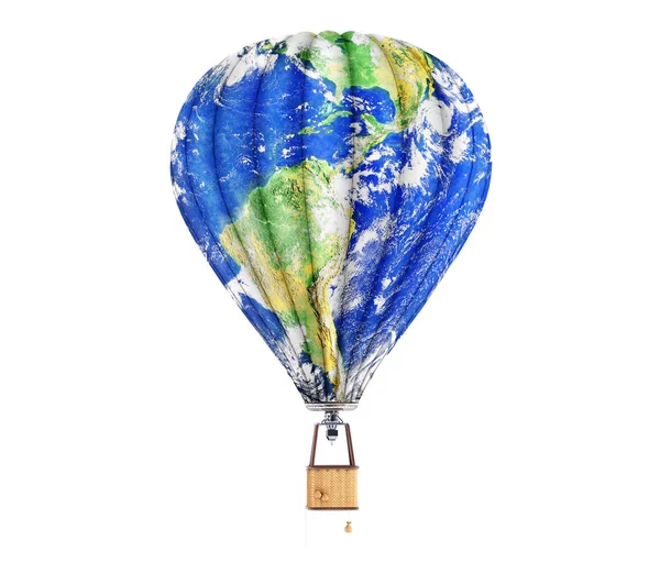 Έννοια του ταξιδιού. Αερόστατο που καλύπτονται στην υφή του πλανήτη απομονωμένες o — Φωτογραφία Αρχείου