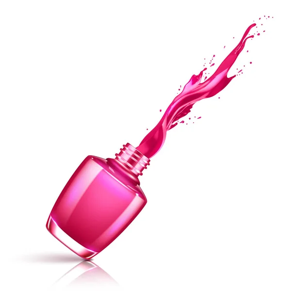 Nail polish splashing from the bottle — Stock Vector