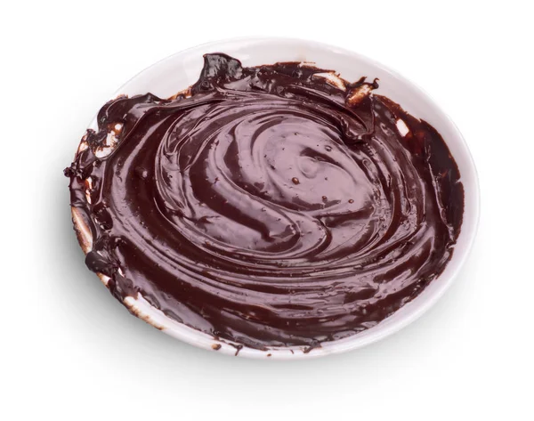 Chocolate derretido em uma chapa — Fotografia de Stock