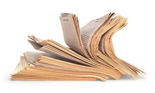 Jornais antigos sobre fundo branco — Fotografia de Stock