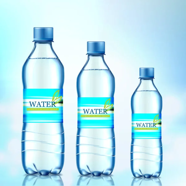Ένα μπουκάλι νερό σε μπλε φόντο. Εικονογράφηση διάνυσμα — Διανυσματικό Αρχείο