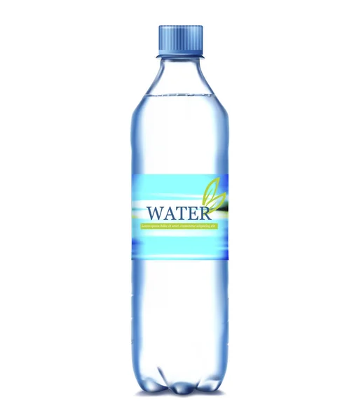 青色の背景の上に水のボトル。ベクトル図 — ストックベクタ