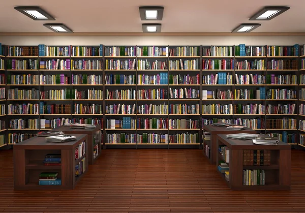 Bücherregal im Buchladen. 3D-Illustration — Stockfoto