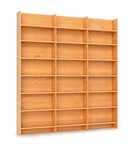 Leeres Bücherregal auf weißem Hintergrund. 3D-Illustration — Stockfoto