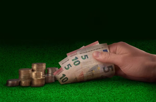 Kasino Spel Utbyte Pengar Vid Gröna Casino Bord Finanser Valuta — Stockfoto