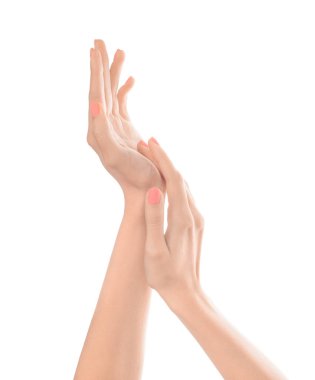 Beyaz arka plan üzerinde izole güzel el.