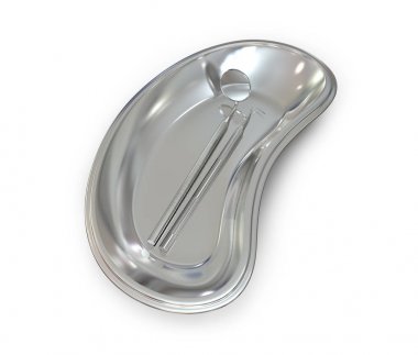 diş tepsi ve metal aletler izole 3d çizim