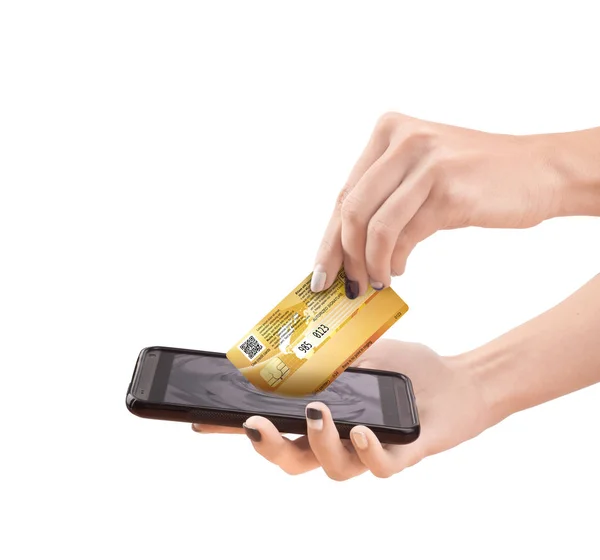 Online αγορές με πιστωτική κάρτα και έξυπνο τηλέφωνο. — Φωτογραφία Αρχείου