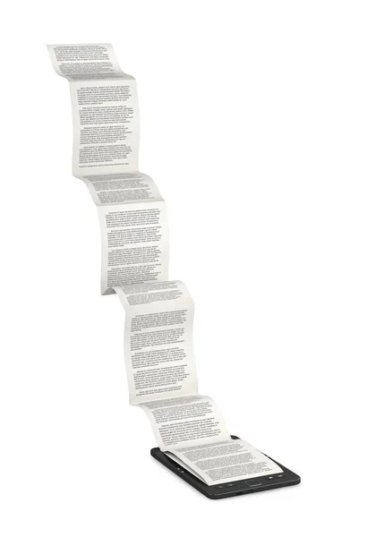 Book reader with flying pages, 3d illustration — Stock Photo, Image