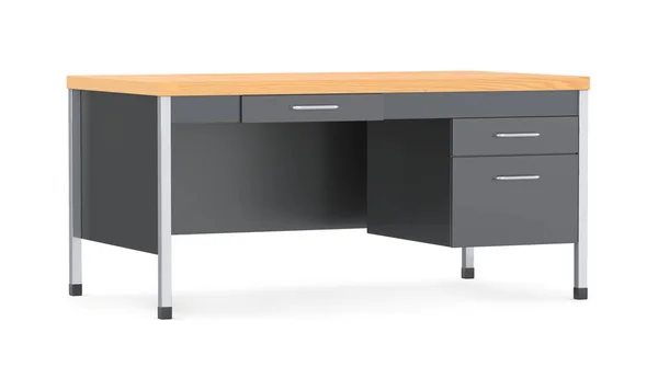 Schreibtisch isoliert auf weißem Hintergrund. 3D-Illustration — Stockfoto