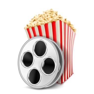 Film makaraları ve patlamış mısır vektör çizim