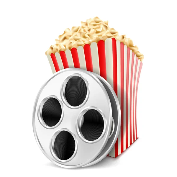 Popcorn e film. Illustrazione vettoriale isolata su backgrou bianco — Vettoriale Stock