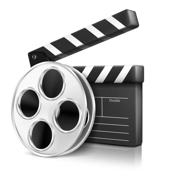 Film und Cracker auf weißem Hintergrund — Stockvektor