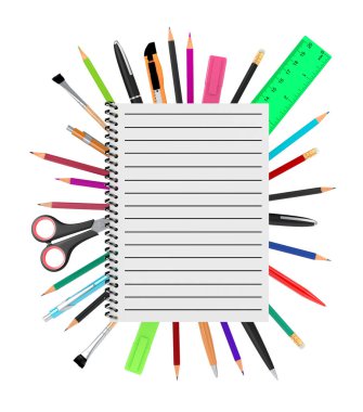 İleti örneği arka planı ile defter. 3D çizim