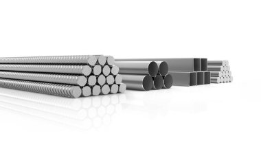 metal borular izole 3d çizim yığını