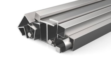 Çelik metal borular ve armatür 3d illüstrasyon izole