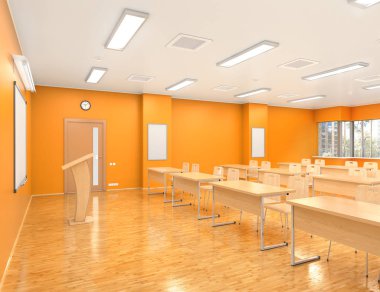 Okul sınıf iç. 3D çizim