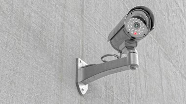 Beton duvar 3d resimde gözetim kamera