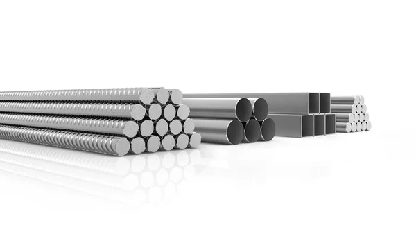 Металлические трубы стек изолированных 3d иллюстрация — стоковое фото