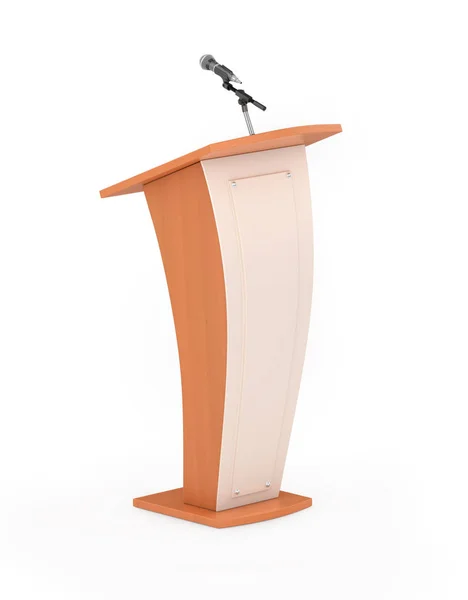 Rostrum with microphone on the white background. 3d illustration — Stock Photo, Image