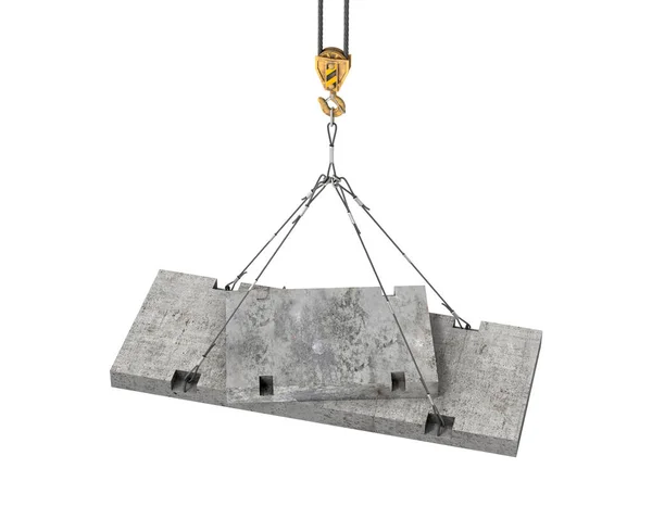 Concrete panels on crane 3d illustration — Stock Photo, Image