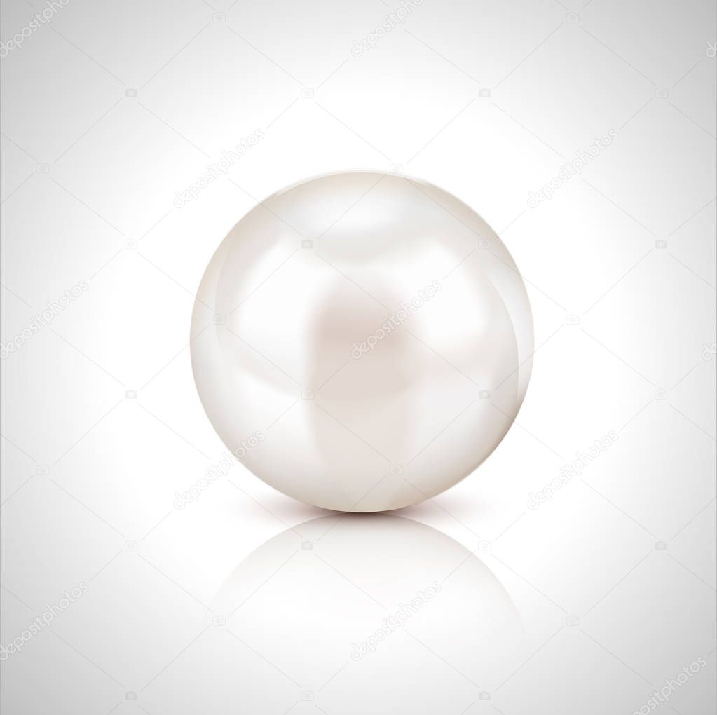 Shiny natural white pearl with light effects vector