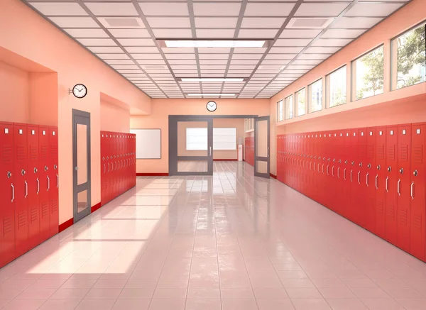 School corridor interior. 3d illustration — Stock Photo, Image