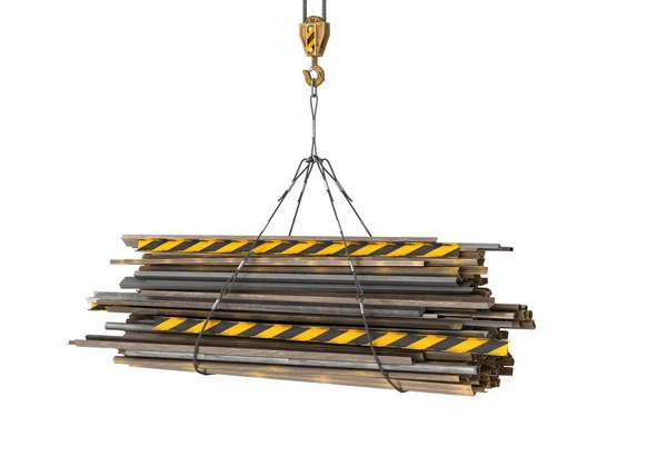 Old rolled metal on crane 3d illustration — Stock Photo, Image
