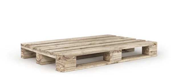 Stapel von Holzpaletten isoliert auf einem weißen. 3D-Illustration — Stockfoto